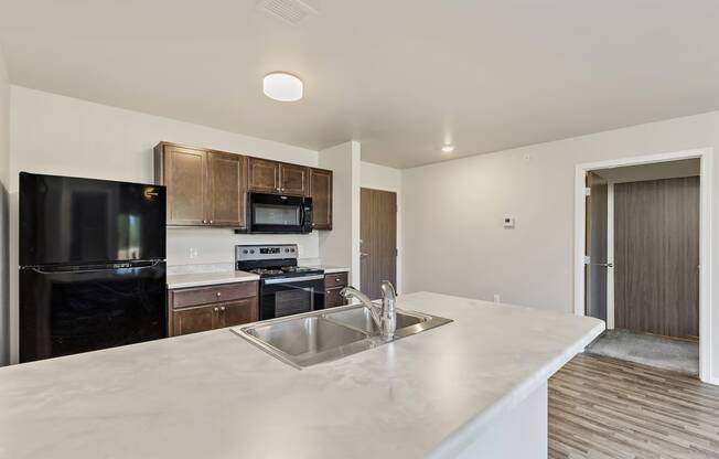 kitchen with black appliances