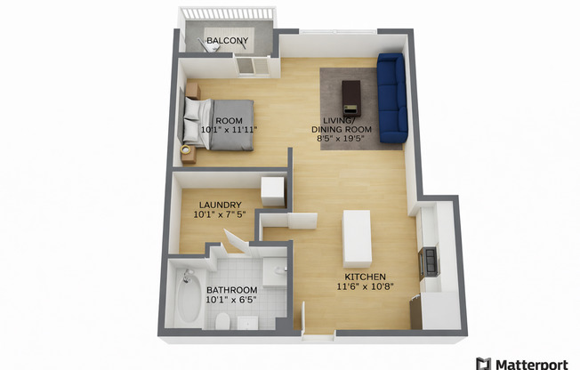 Studio, 1 bath, 541 sqft, $1,199, Unit 218
