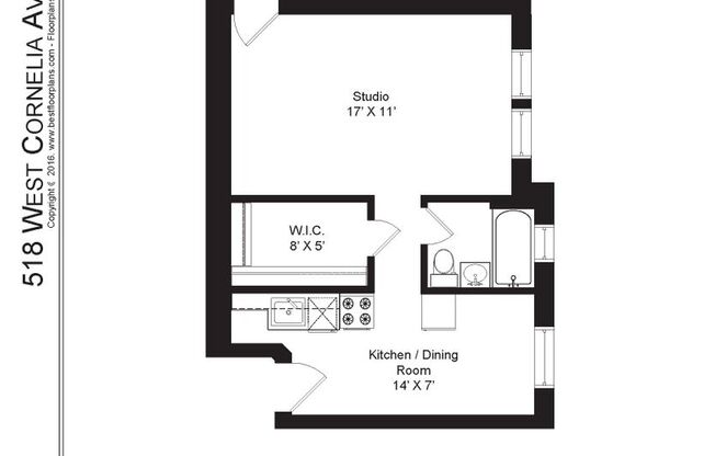 Studio, 1 bath, 435 sqft, $1,595, Unit 518-213