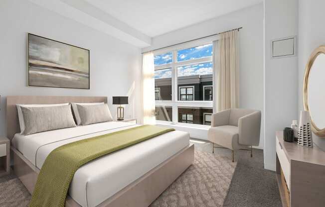 Bedroom at 1500 Nicollet Apartment Homes, Minneapolis, MN