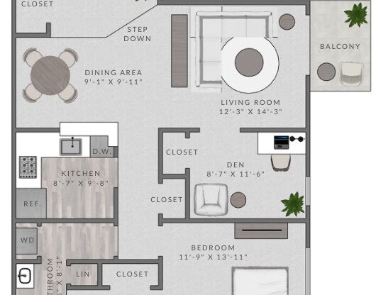 1 bed, 1 bath, 960 sqft, $2,462
