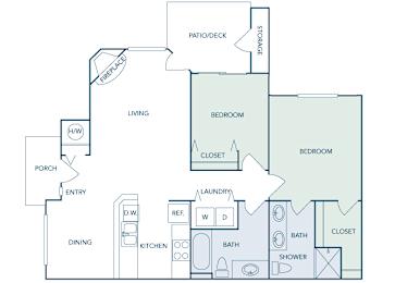 2 beds, 2 baths, 990 sqft, $2,099