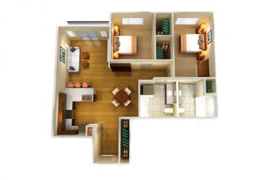 2 beds, 2 baths, 1,001 sqft, $2,442