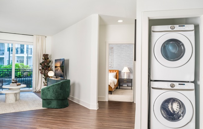 Elevate your laundry experience with state-of-the-art, in-home full-size washer and dryer units at Modera Montville.