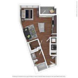 Studio, 1 bath, 517 sqft, $1,261