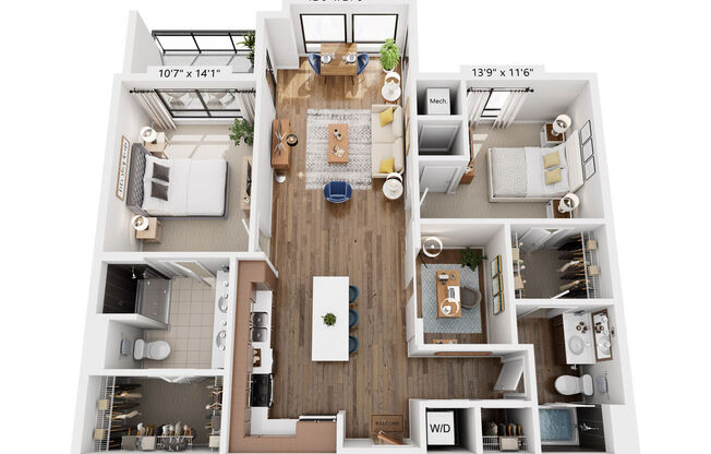 2 beds, 2 baths, 1,221 sqft, $2,472