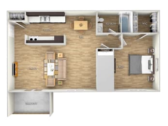1 bed, 1 bath, 753 sqft, $1,296