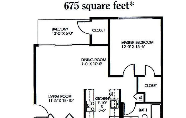 1 bed, 1 bath, 675 sqft, $1,593