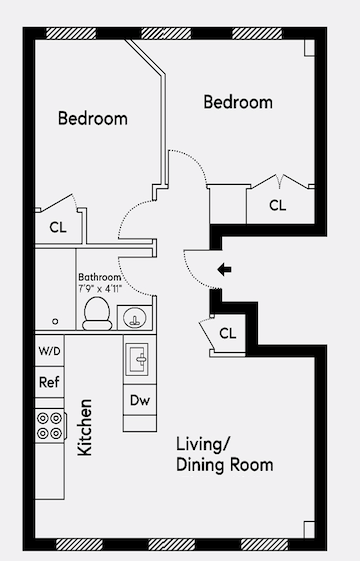 2 beds, 1 bath, $4,395, Unit 4