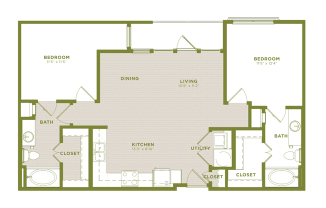 2 beds, 2 baths, 999 sqft, $1,984