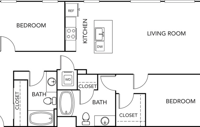 2 beds, 2 baths, 1,111 sqft, $3,385, Unit 745