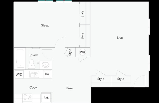1 bed, 1 bath, 700 sqft, $1,629