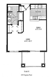 Studio, 1 bath, 639 sqft, $1,445