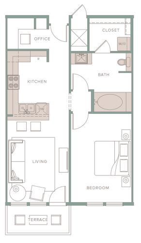 1 bed, 1 bath, 792 sqft, $1,425