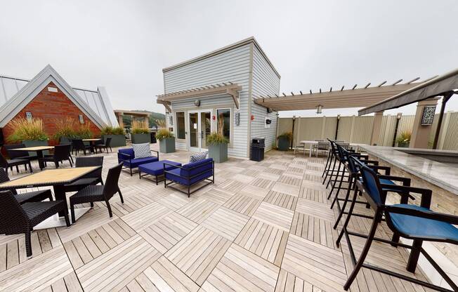 Socialize and enjoy the sun on this rooftop resident space