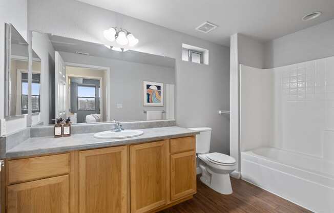 a bathroom with a sink toilet and a shower