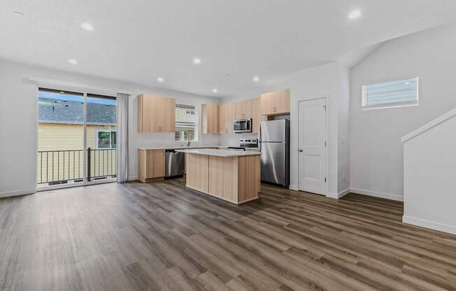 Kitchen with wooden floors at Thrive at Green Mountain, Washington  , 98607