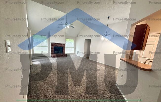 AVAILABLE NOW!!! Roomy 3BR 2BA home with large living/dining room with fireplace