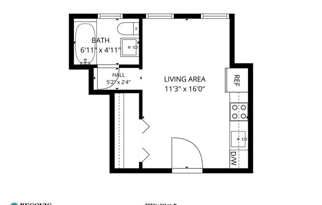 Studio, 1 bath, 207 sqft, $1,495, Unit 102