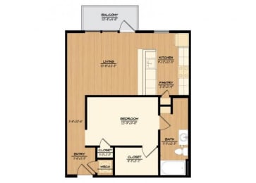 1 bed, 1 bath, 722 sqft, $1,464