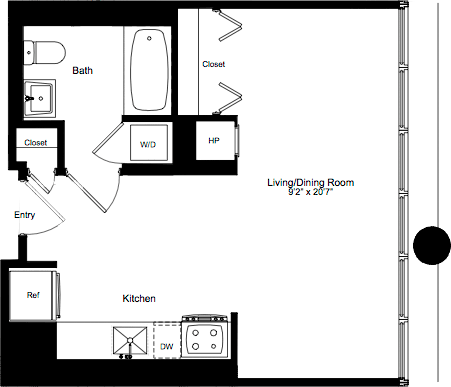 Studio, 1 bath, 470 sqft, $4,236, Unit 10C