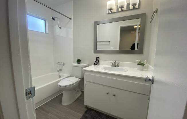 a bathroom with a sink toilet and a mirror