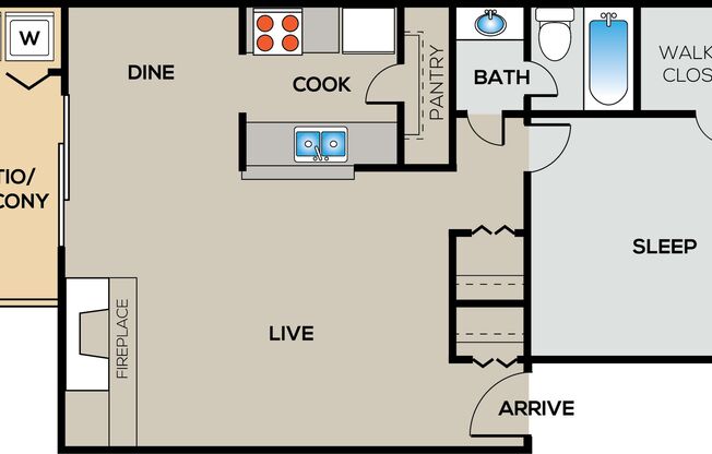1 bed, 1 bath, 745 sqft, $835