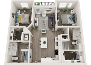 2 beds, 2 baths, 958 sqft, $1,850
