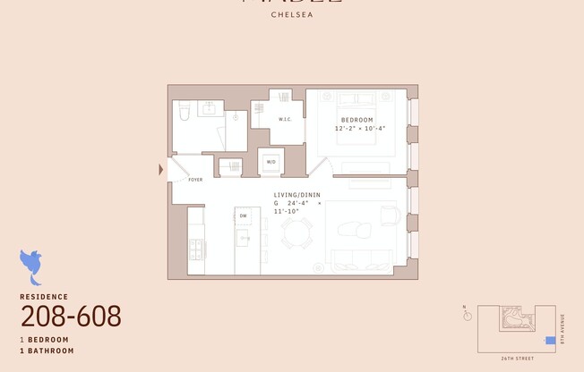 1 bed, 1 bath, 677 sqft, $7,168