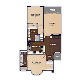 2 beds, 2 baths, 1,219 sqft, $1,721