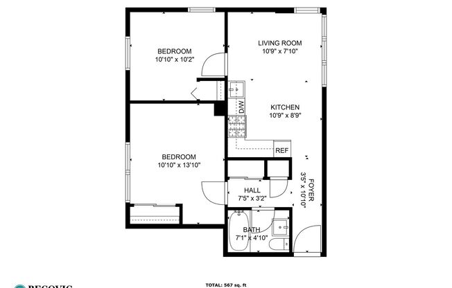 2 beds, 1 bath, 567 sqft, $2,350, Unit 207