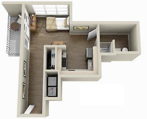 Studio, 1 bath, 472 sqft, $1,750