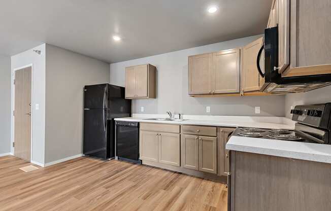 kitchen with black appliances