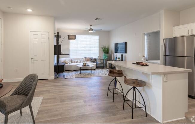 living room and kitchen