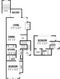 2 beds, 2 baths, 1,050 sqft, $2,502