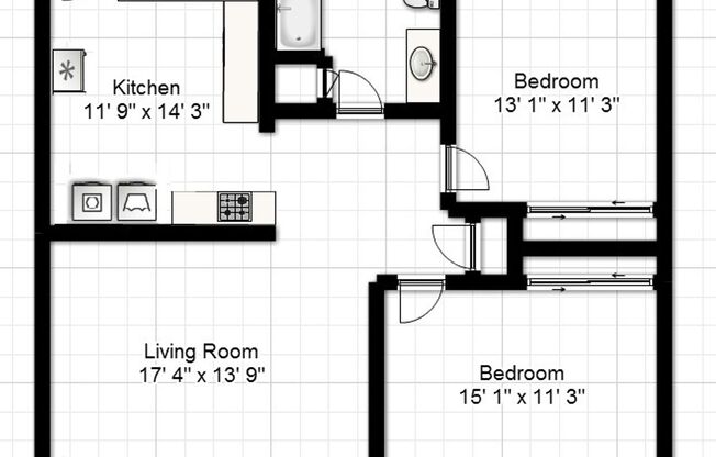 2 beds, 1 bath, 903 sqft, $1,250, Unit B-4