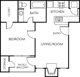 1 bed, 1 bath, 637 sqft, $975