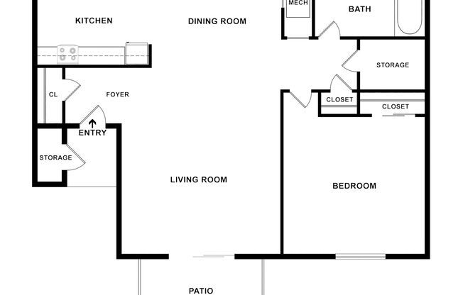 1 bed, 1 bath, 688 sqft, $875, Unit 214A