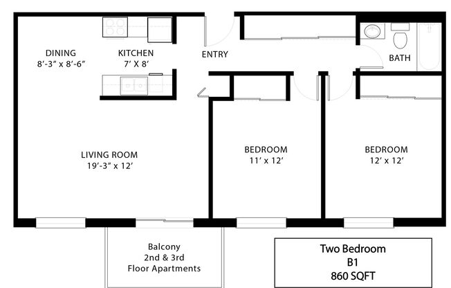 2 beds, 1 bath, 860 sqft, $1,320, Unit 217