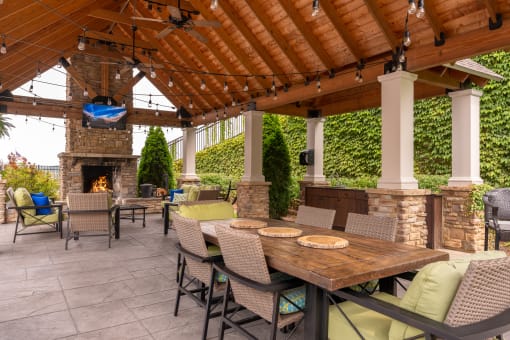 Pool Side Cabana with Tv and Wood Burning Fireplace