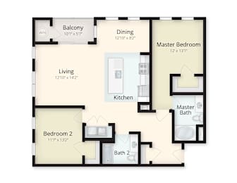 2 beds, 2 baths, 1,301 sqft, $3,852