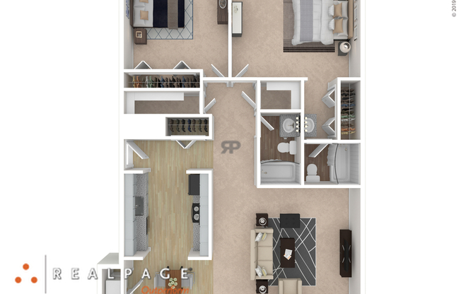 2 beds, 2 baths, 1,069 sqft, $1,212