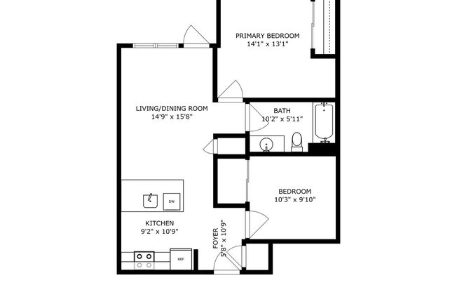 2 beds, 1 bath, 839 sqft, $1,435, Unit #418