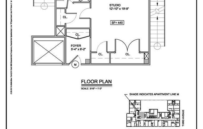 Studio, 1 bath, 440 sqft, $3,825, Unit 3M