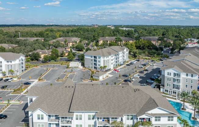 Aerial view of the apartment community