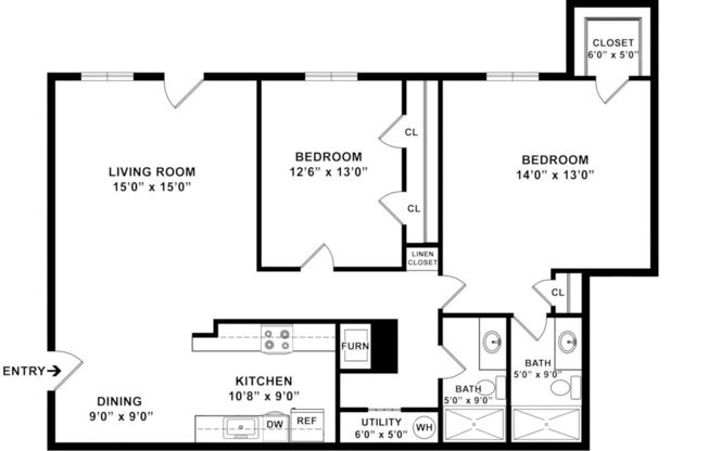 2 beds, 2 baths, 1,200 sqft, $1,347