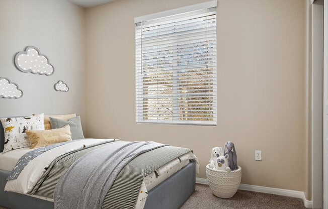 Model bedroom at Reserve at Rancho Apartments