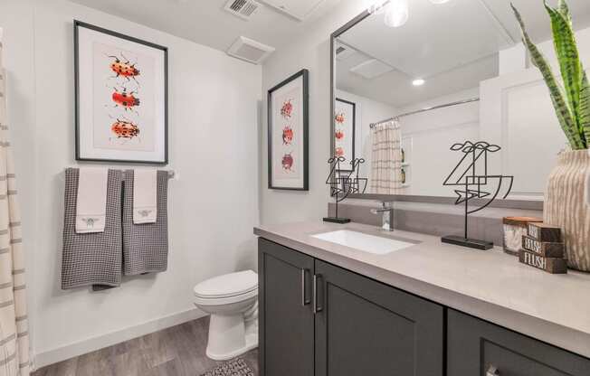 a bathroom with a sink and a toilet and a mirrorat Weylyn Luxury Apartments, Laveen, AZ 85339