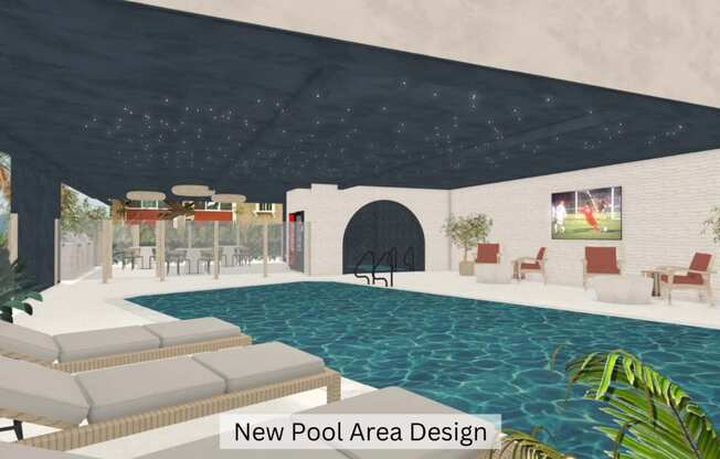 a new pool area design for a pool house