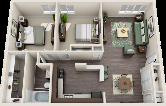 2 beds, 1 bath, 900 sqft, $1,190, Unit 1-101